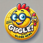 Another giggle news icon with 2 funny chickens in a yellow circle