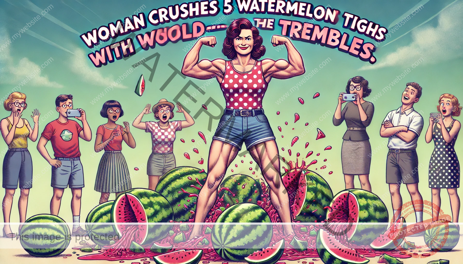 “Woman Crushes 5 Watermelons with Her Thighs—The World Trembles!” 🍉💪😂 The triumphant watermelon-crushing champion stands victorious while shocked onlookers watch in disbelief!